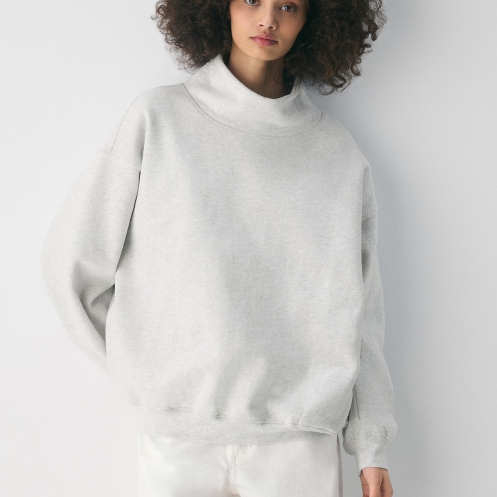 TNA Light Heather Gray Oversized Funnel Neck Sweatshirt
